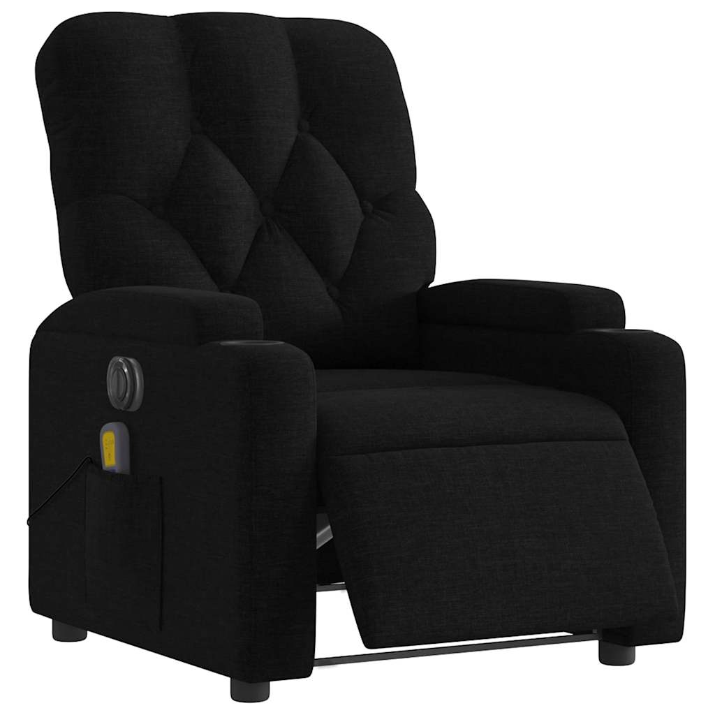 Electric Reclining Massage Chair, Black, Fabric