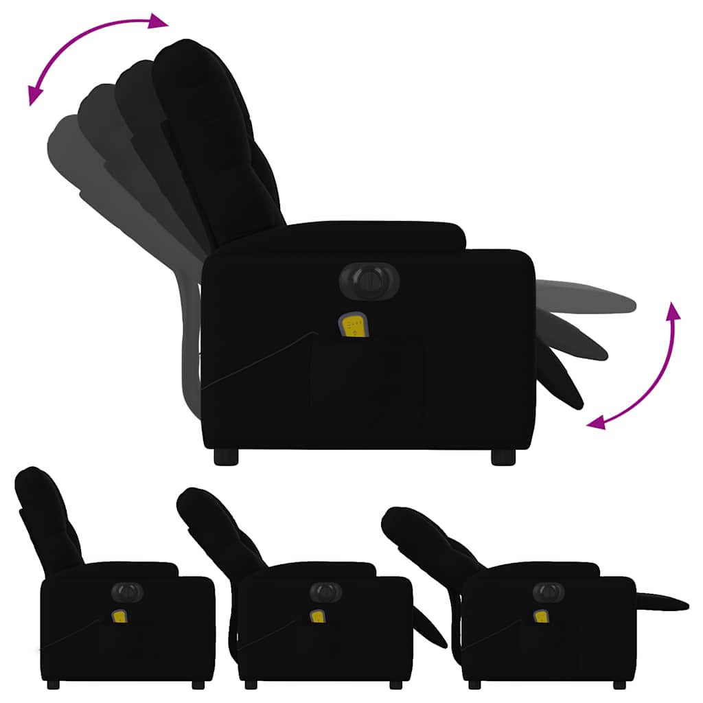 Electric Reclining Massage Chair, Black, Fabric