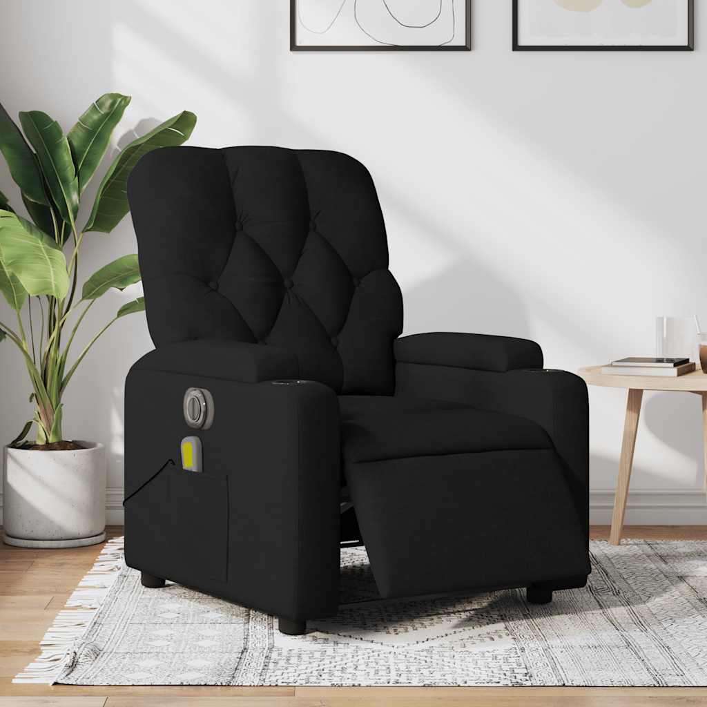Electric Reclining Massage Chair, Black, Fabric