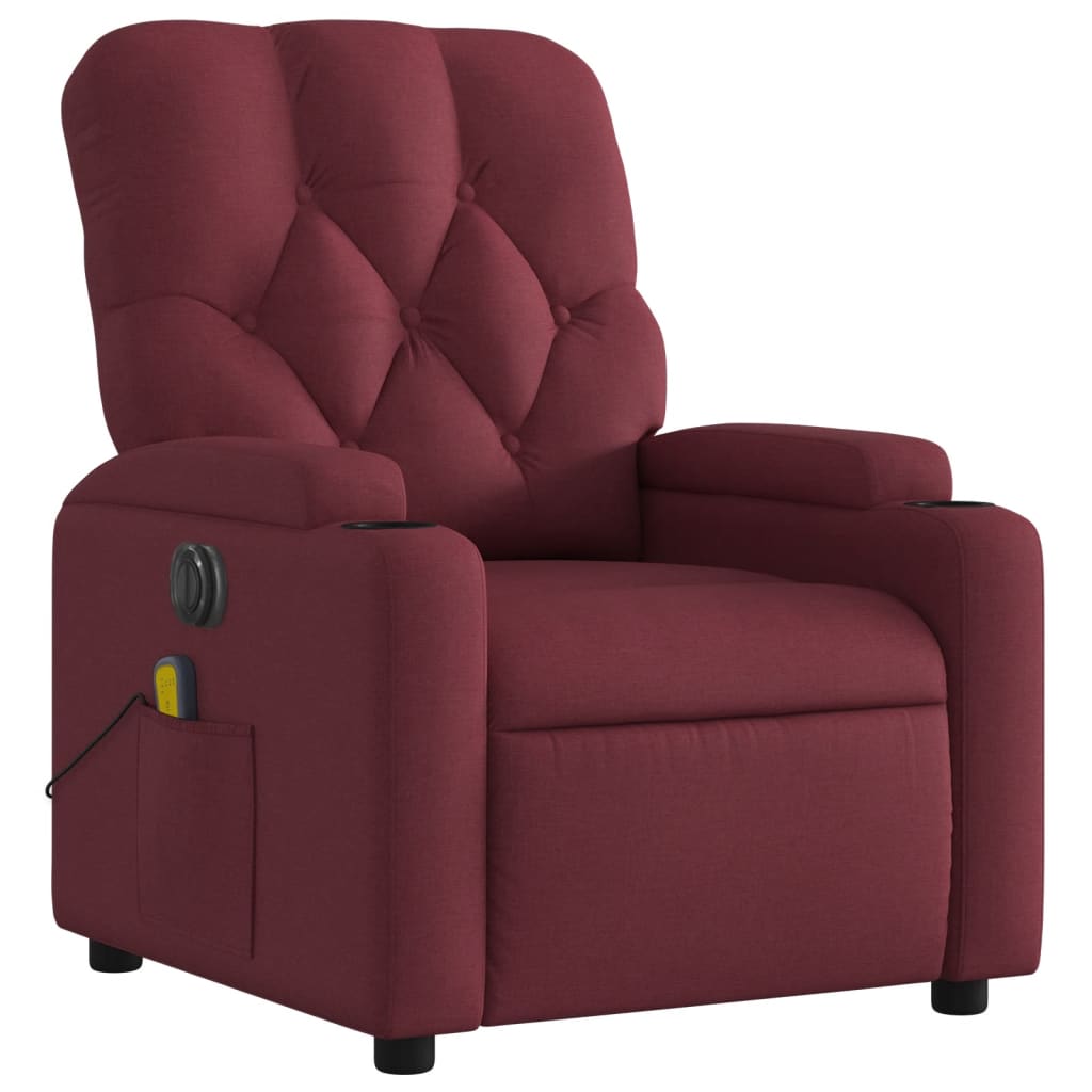 Electric Recliner Massage Chair, Wine, Fabric