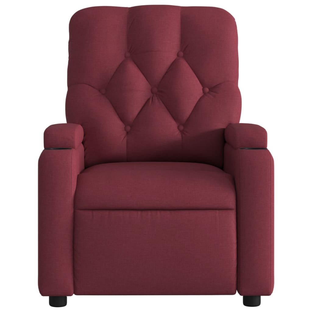 Electric Recliner Massage Chair, Wine, Fabric