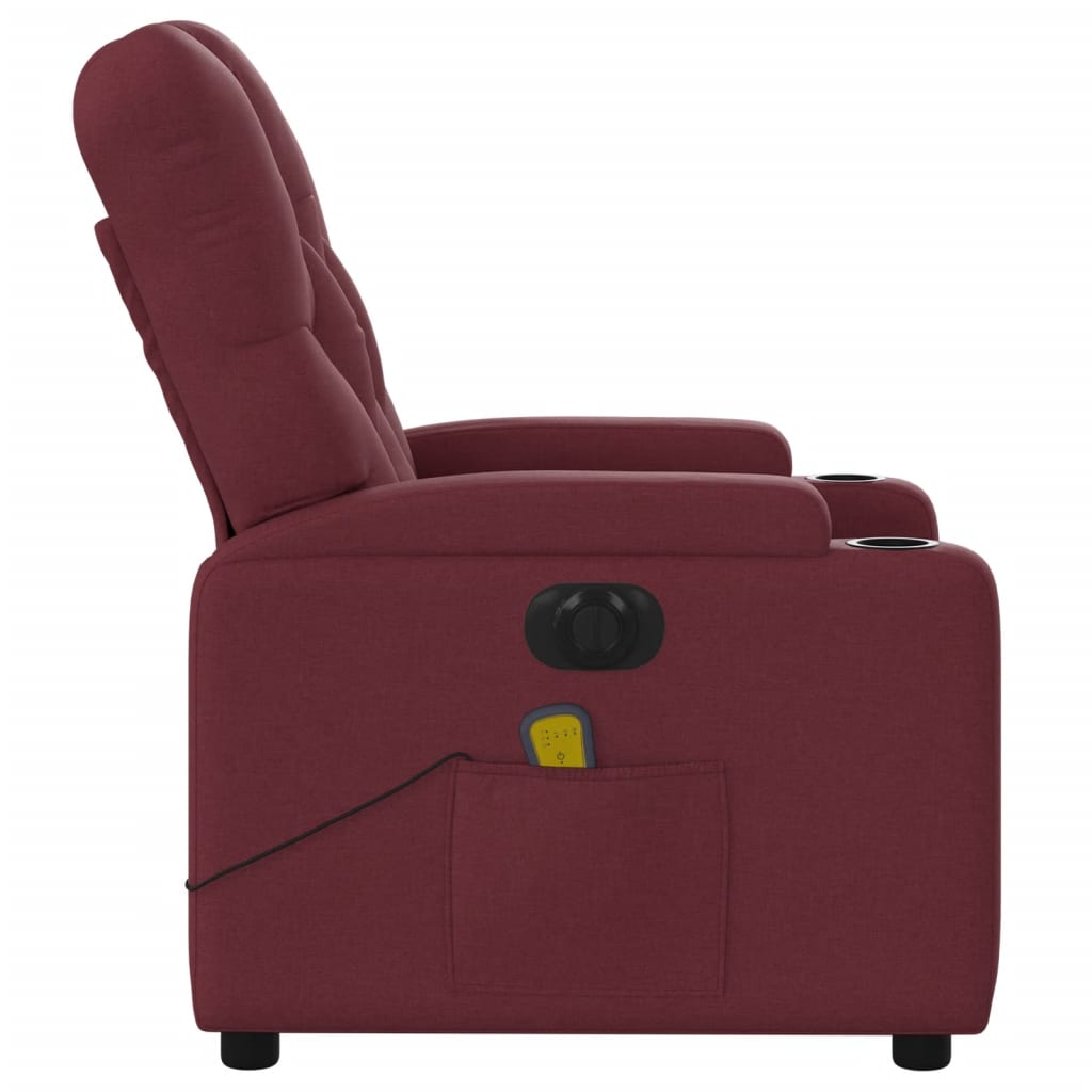 Electric Recliner Massage Chair, Wine, Fabric