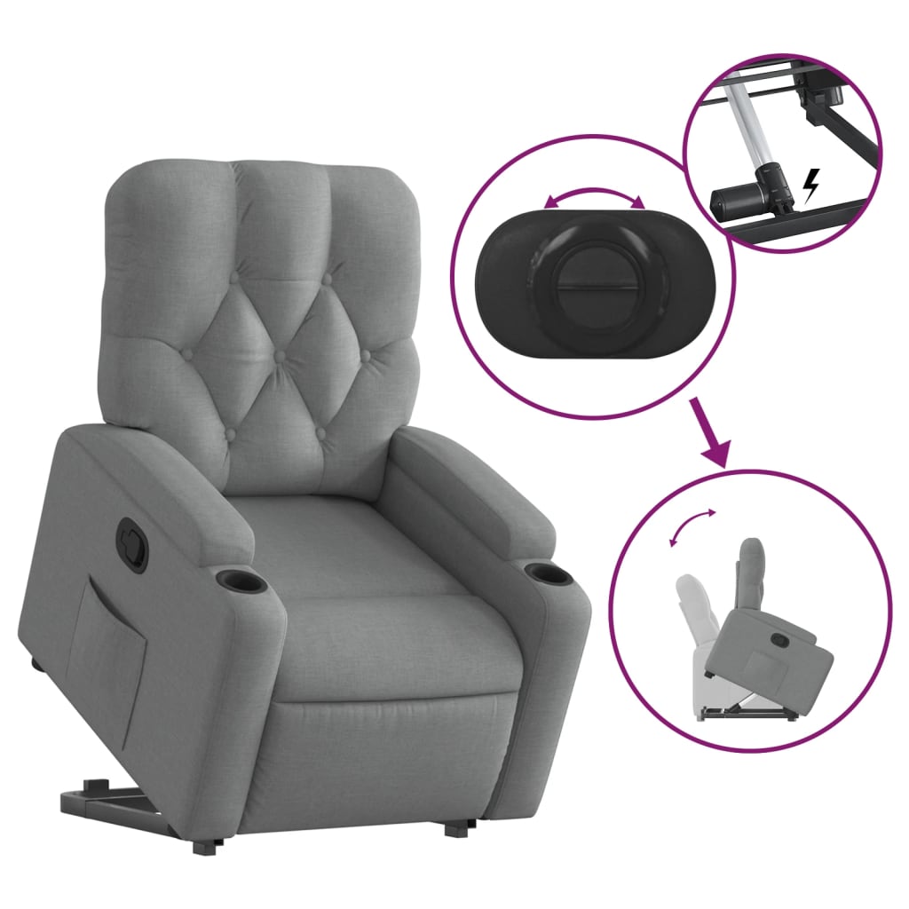 Recliner, light gray, fabric