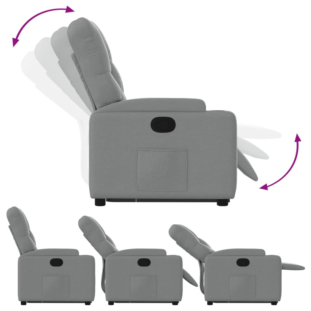 Recliner, light gray, fabric