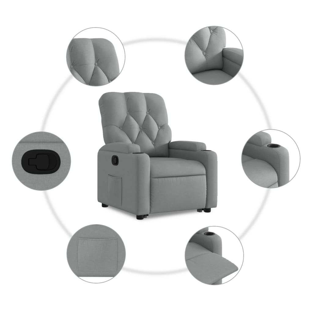 Recliner, light gray, fabric