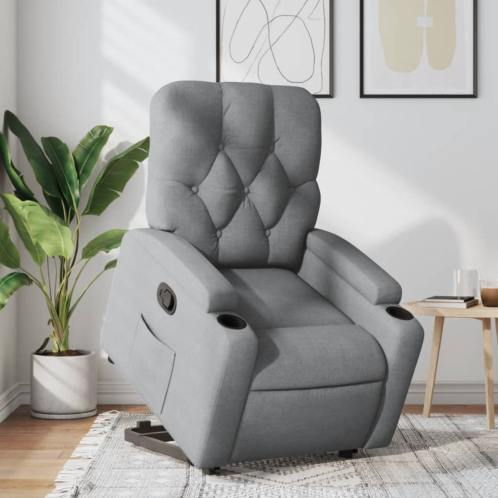 Recliner, light gray, fabric