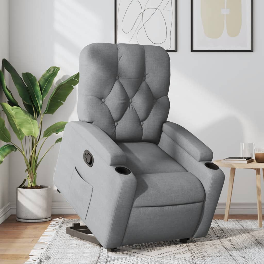 Recliner, light gray, fabric