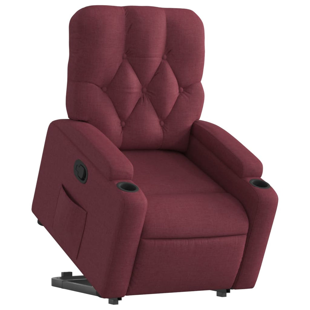 Stand-up recliner, wine red, fabric