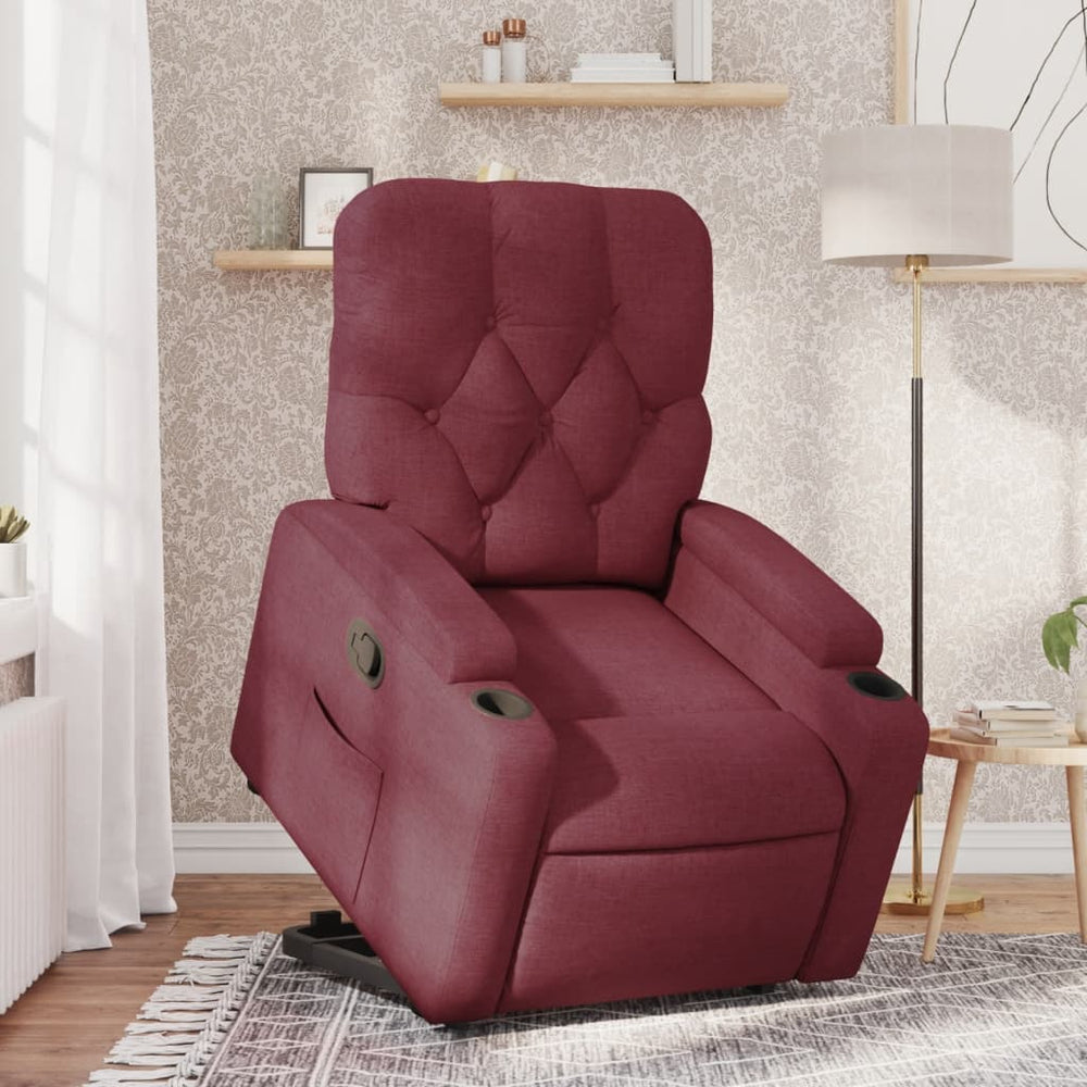 Stand-up recliner, wine red, fabric
