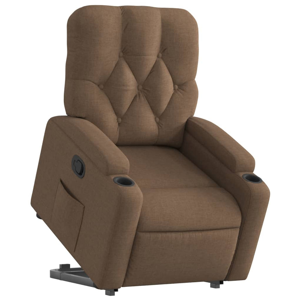 Reclining lift chair, brown, fabric