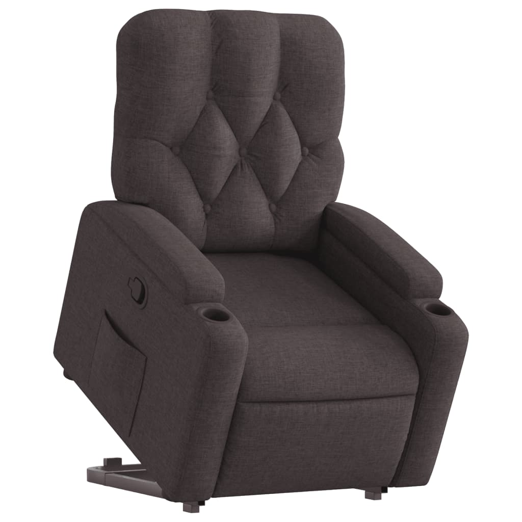 Stand-up reclining armchair, dark brown, fabric