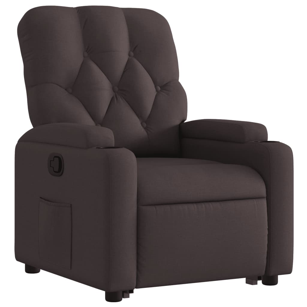 Stand-up reclining armchair, dark brown, fabric