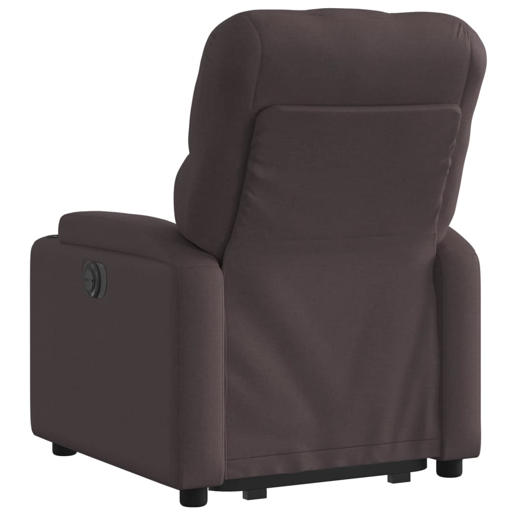 Stand-up reclining armchair, dark brown, fabric