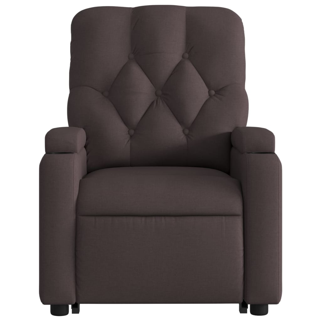 Stand-up reclining armchair, dark brown, fabric