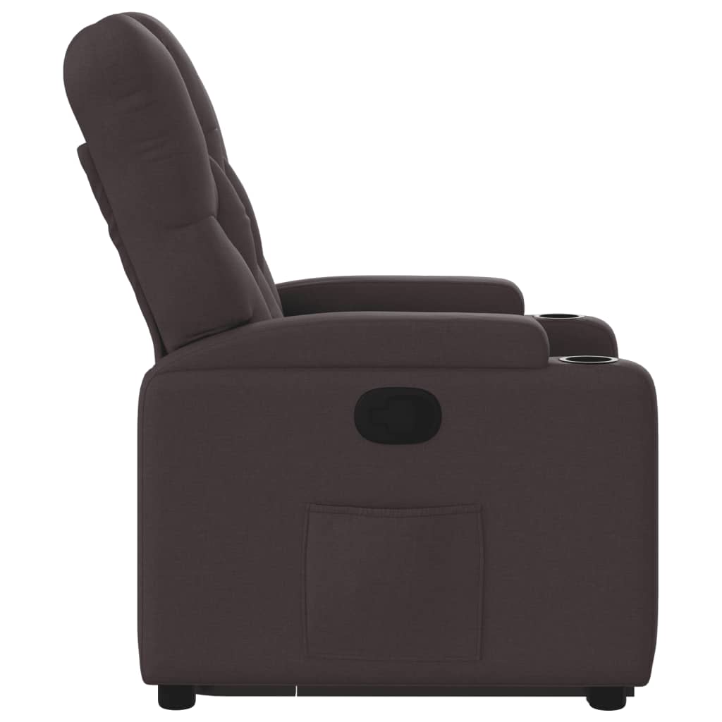 Stand-up reclining armchair, dark brown, fabric