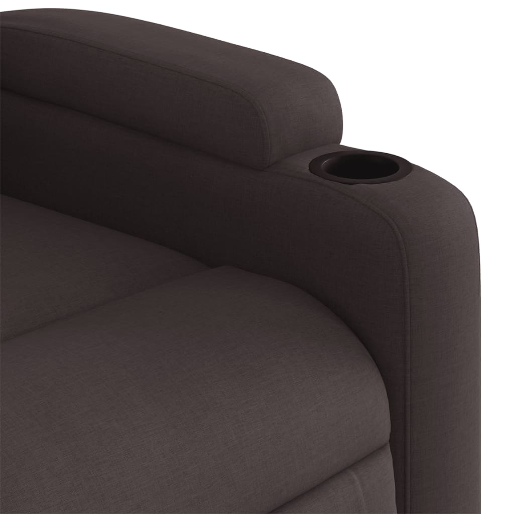Stand-up reclining armchair, dark brown, fabric