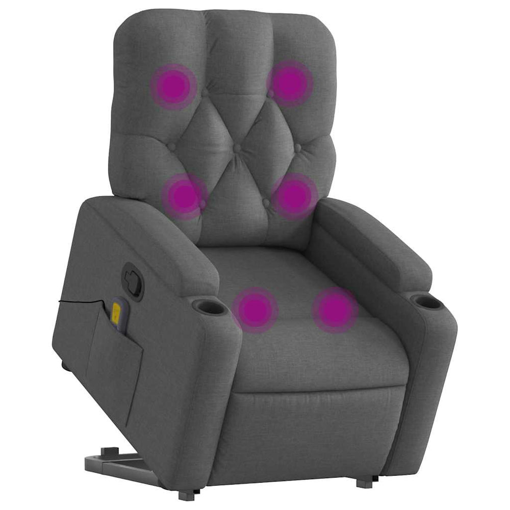 Stand-up massage armchair, dark grey, fabric