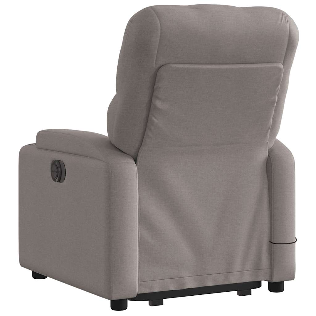 Reclining stand-up massage armchair, taupe, fabric