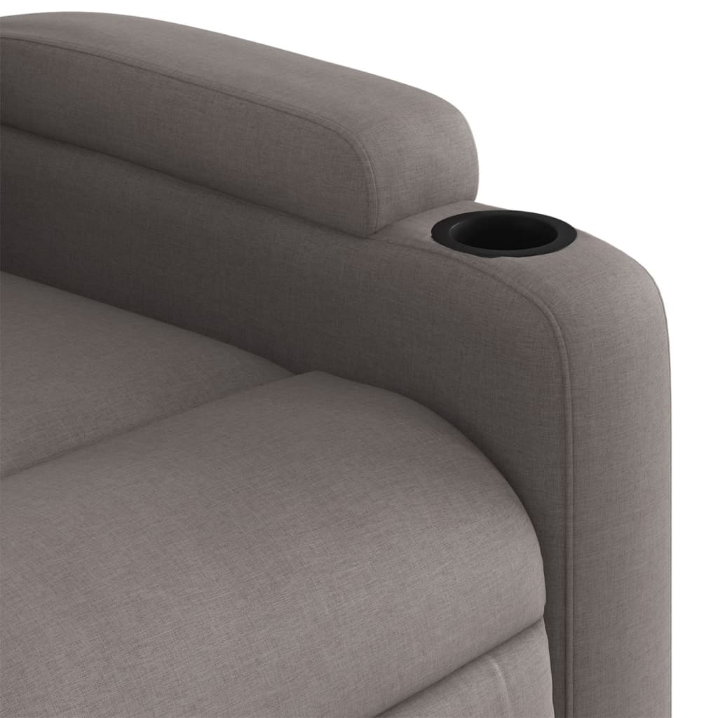 Reclining stand-up massage armchair, taupe, fabric
