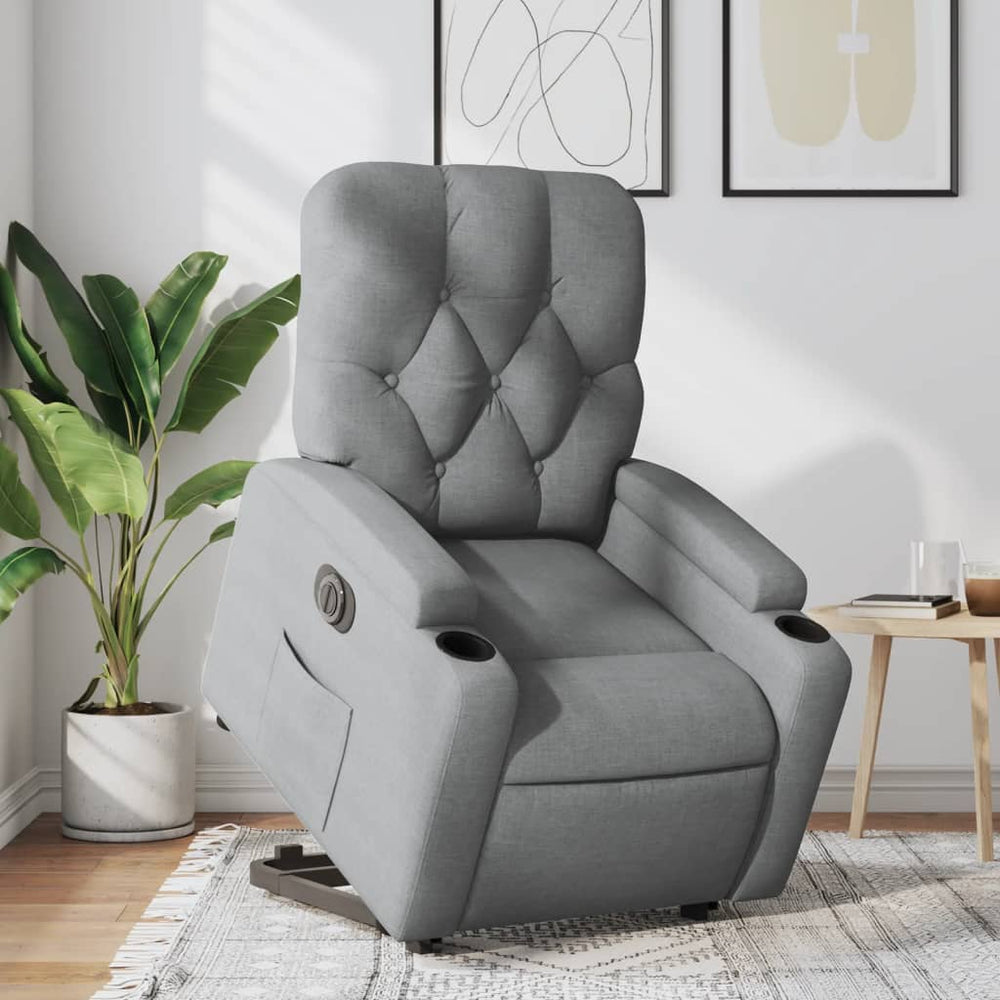 Recliner, light gray, fabric