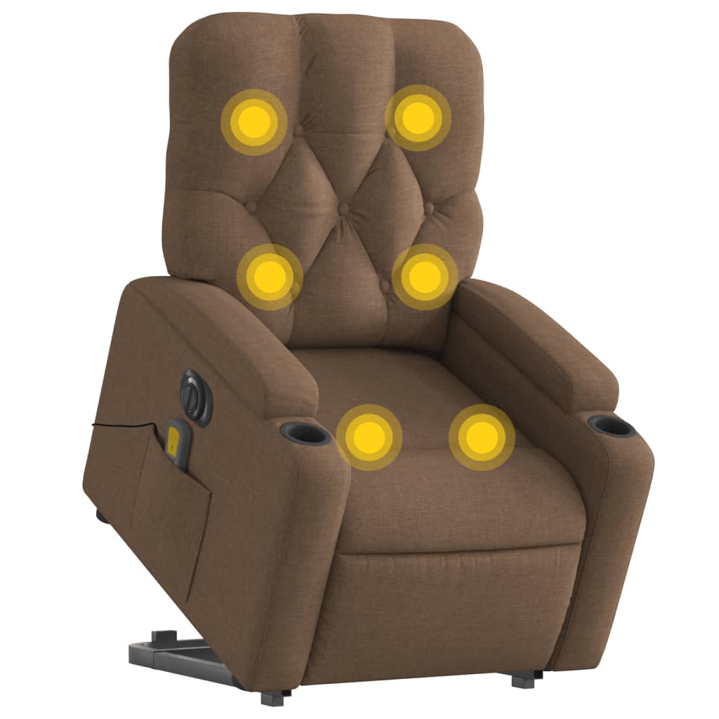 Atsistojantis elektrinis masažinis krėslas, rudas, audinys