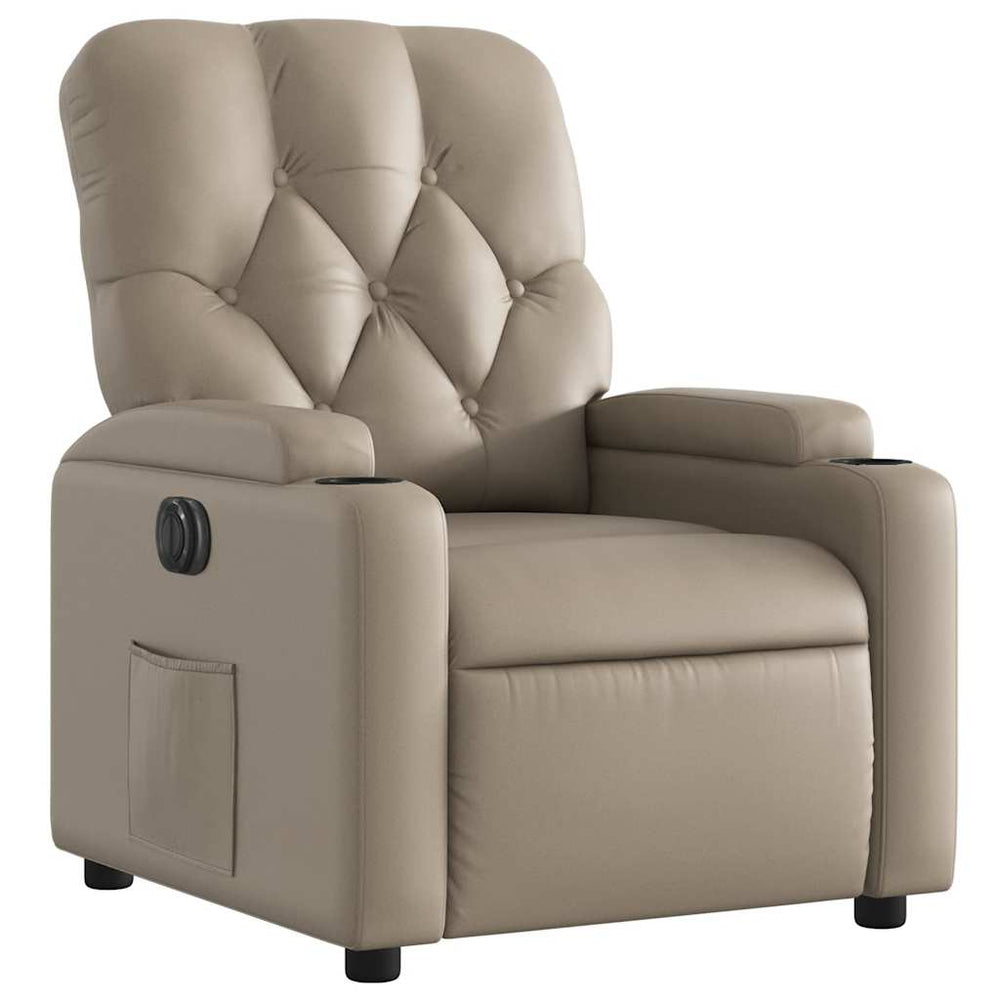 Electric reclining armchair, cappuccino, faux leather