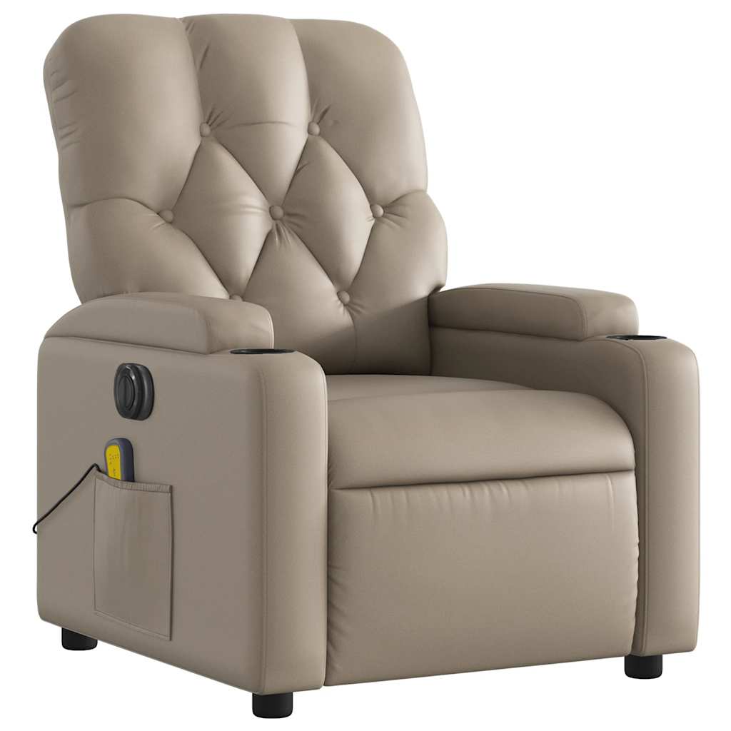 Electric reclining massage chair, cappuccino, faux leather