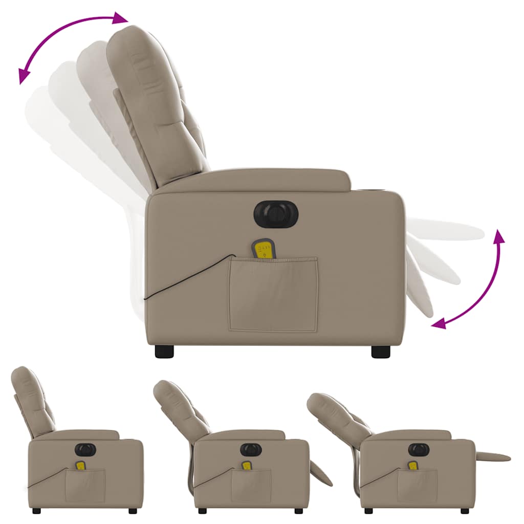 Electric reclining massage chair, cappuccino, faux leather