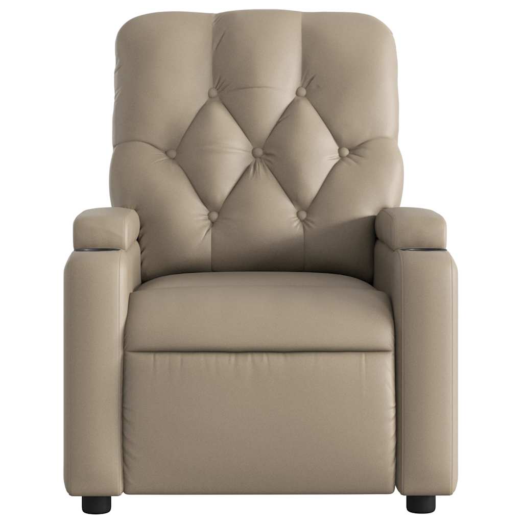 Electric reclining massage chair, cappuccino, faux leather