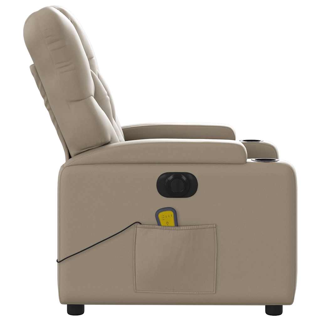Electric reclining massage chair, cappuccino, faux leather