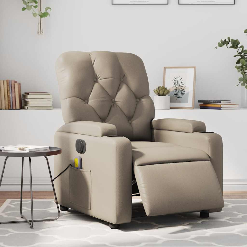 Electric reclining massage chair, cappuccino, faux leather