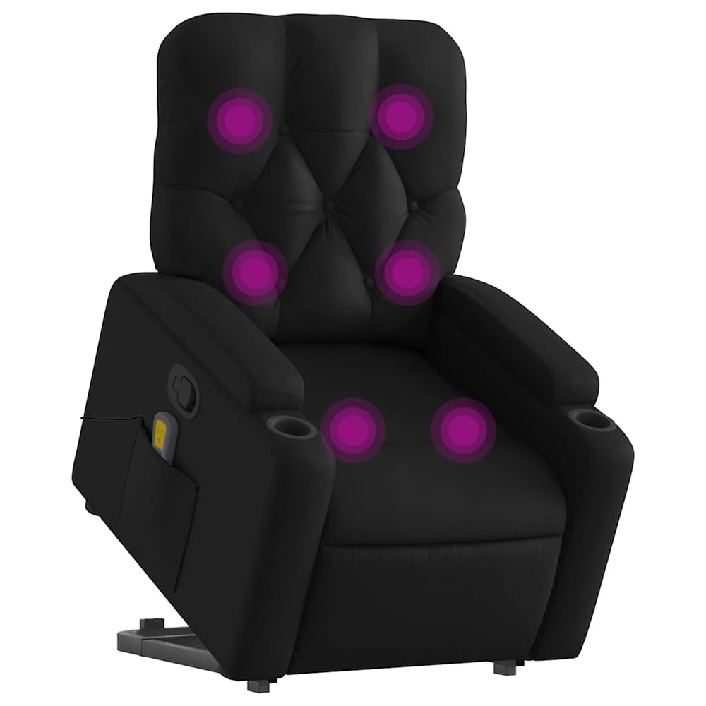 Recliner massage chair, black, faux leather