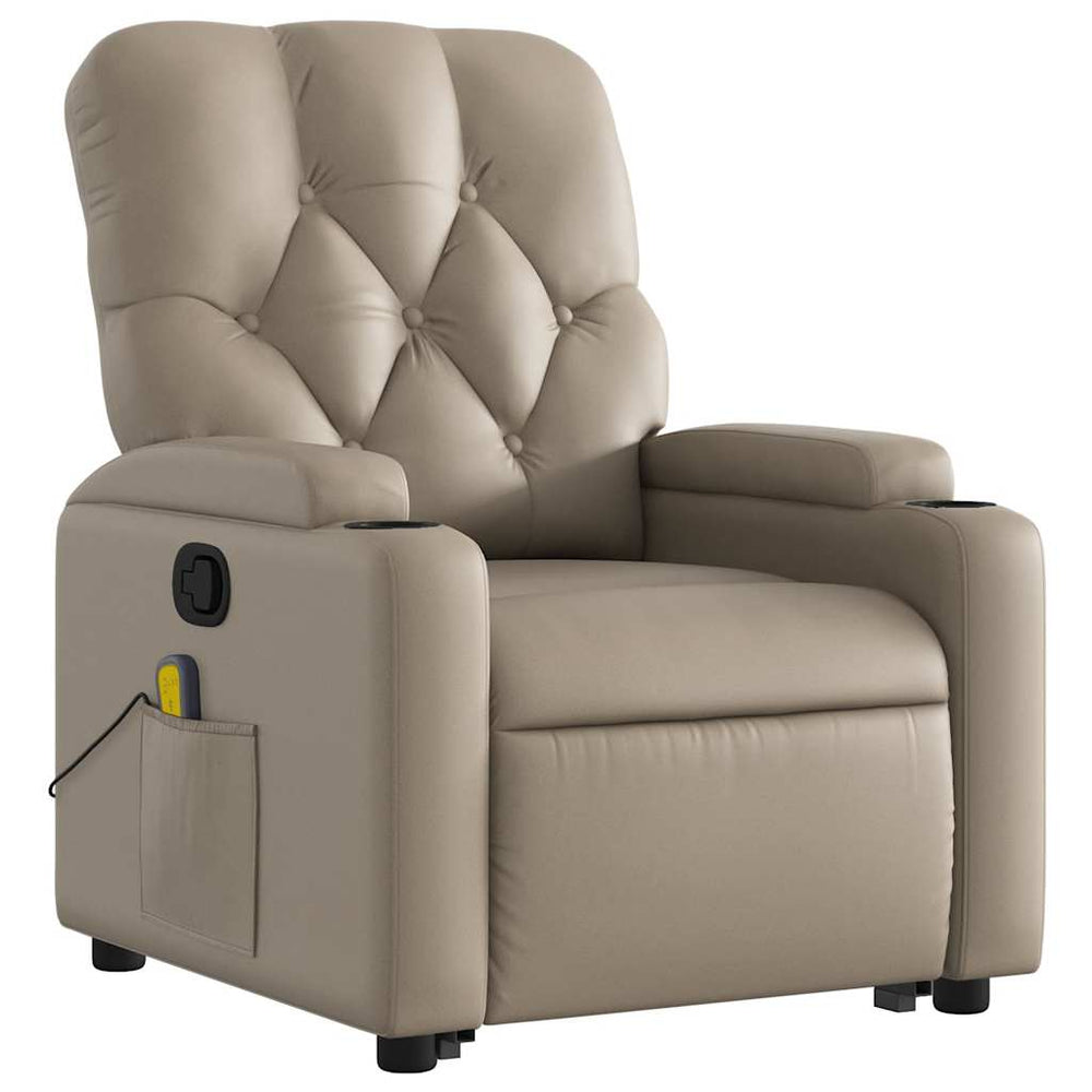 Reclining massage chair, cappuccino, artificial leather