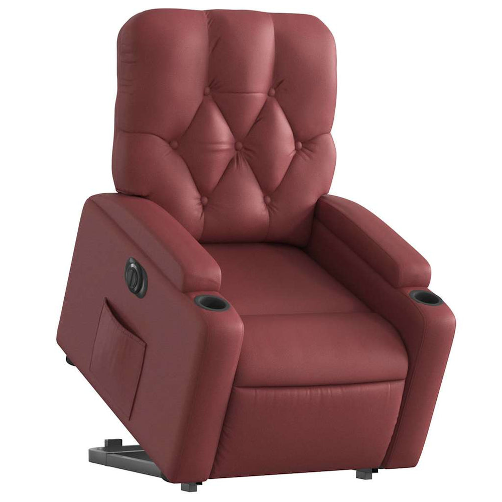 Electric lift chair, red wine, artificial leather