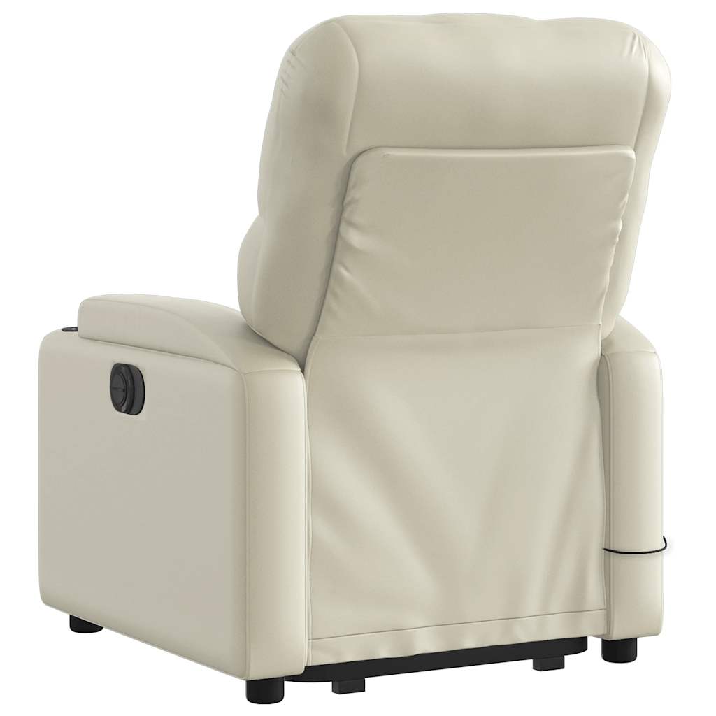 Reclining massage chair, cream, faux leather