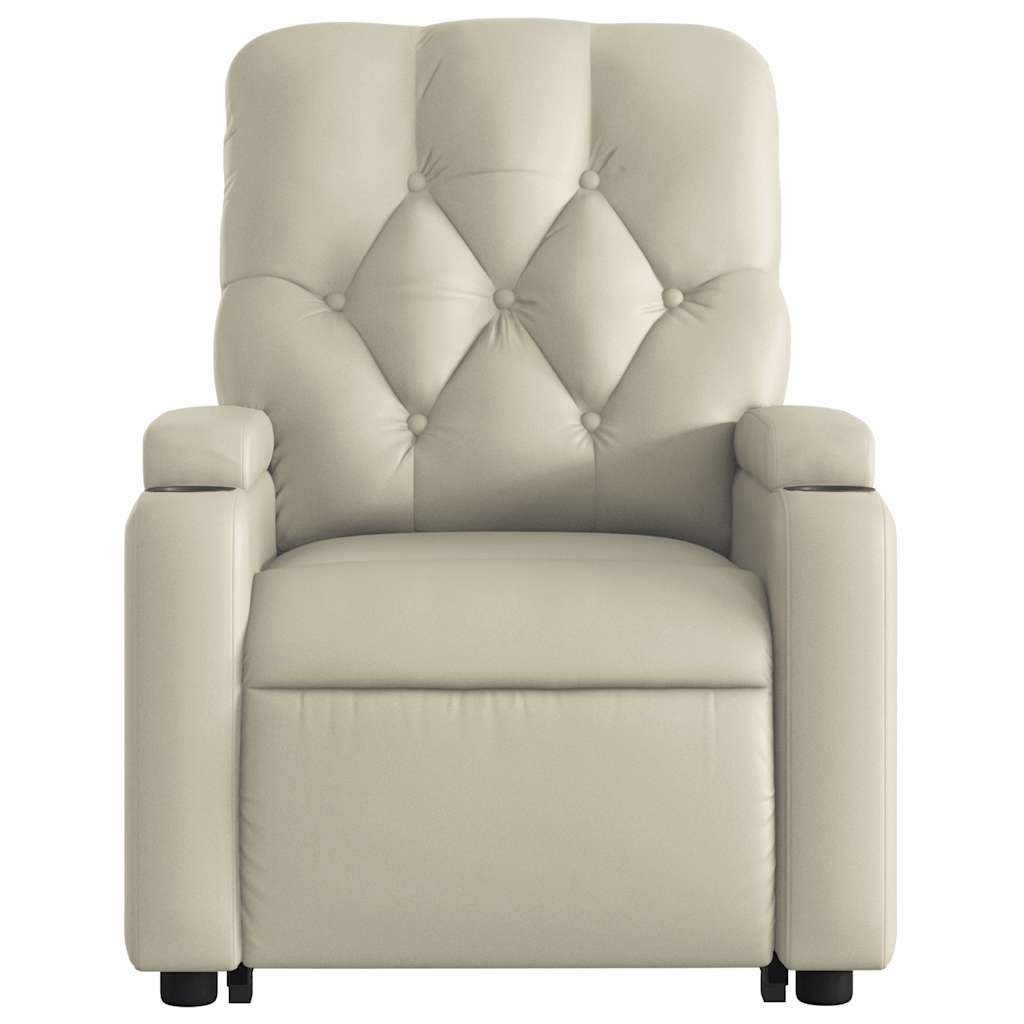 Reclining massage chair, cream, faux leather