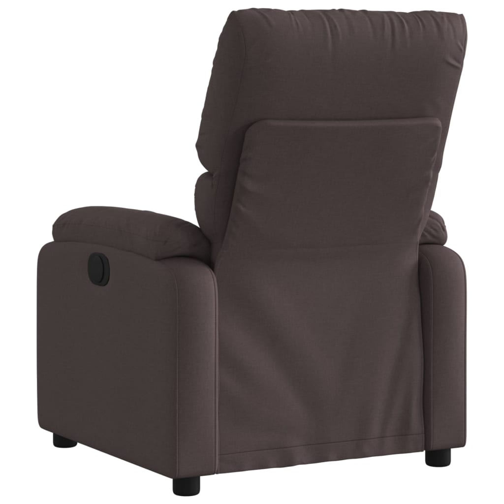 Electric reclining armchair, dark brown, fabric