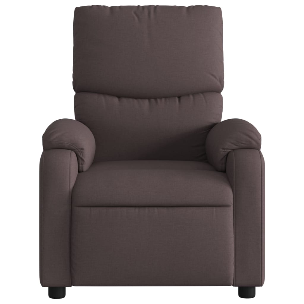 Electric reclining armchair, dark brown, fabric