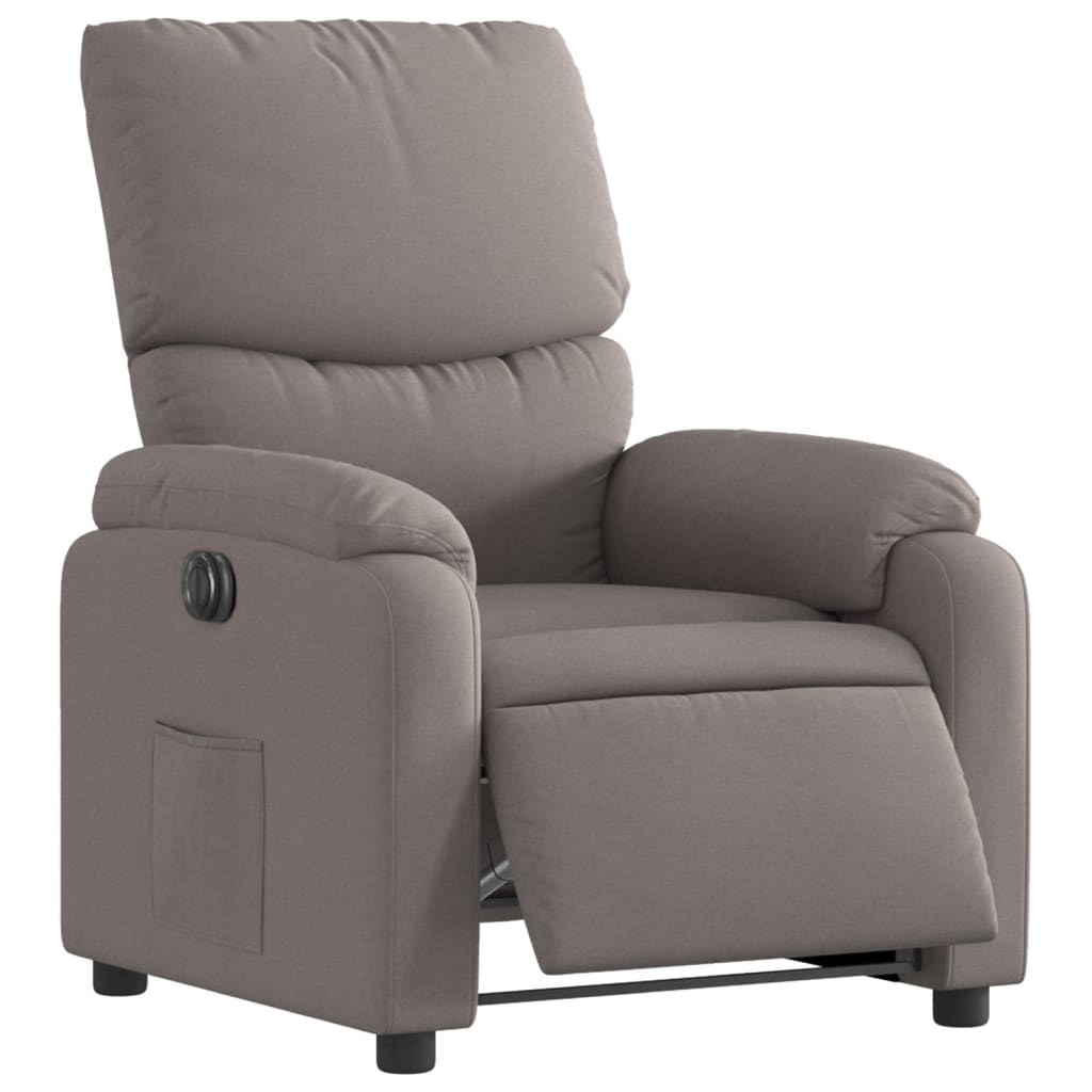 Electric recliner, taupe, fabric