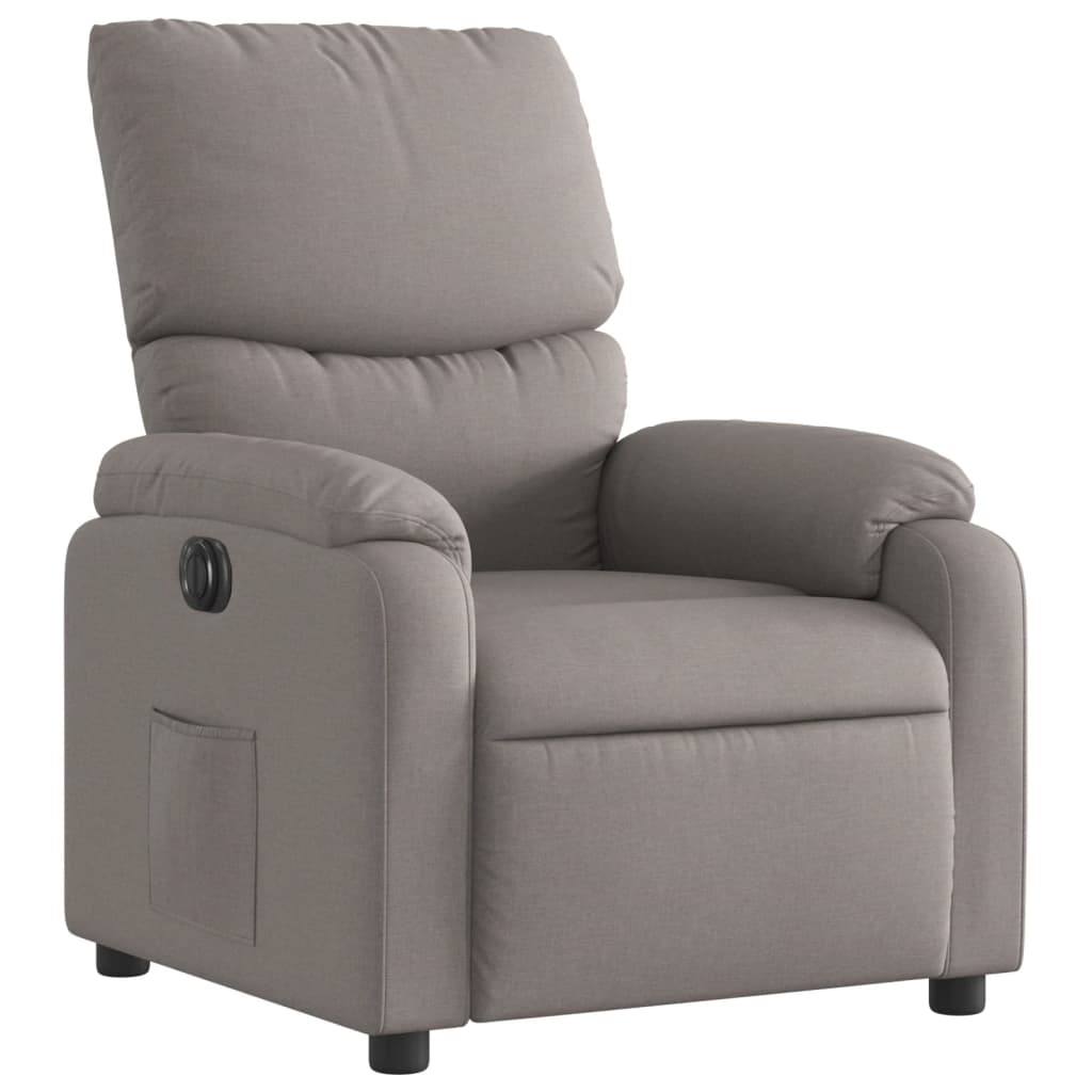 Electric recliner, taupe, fabric