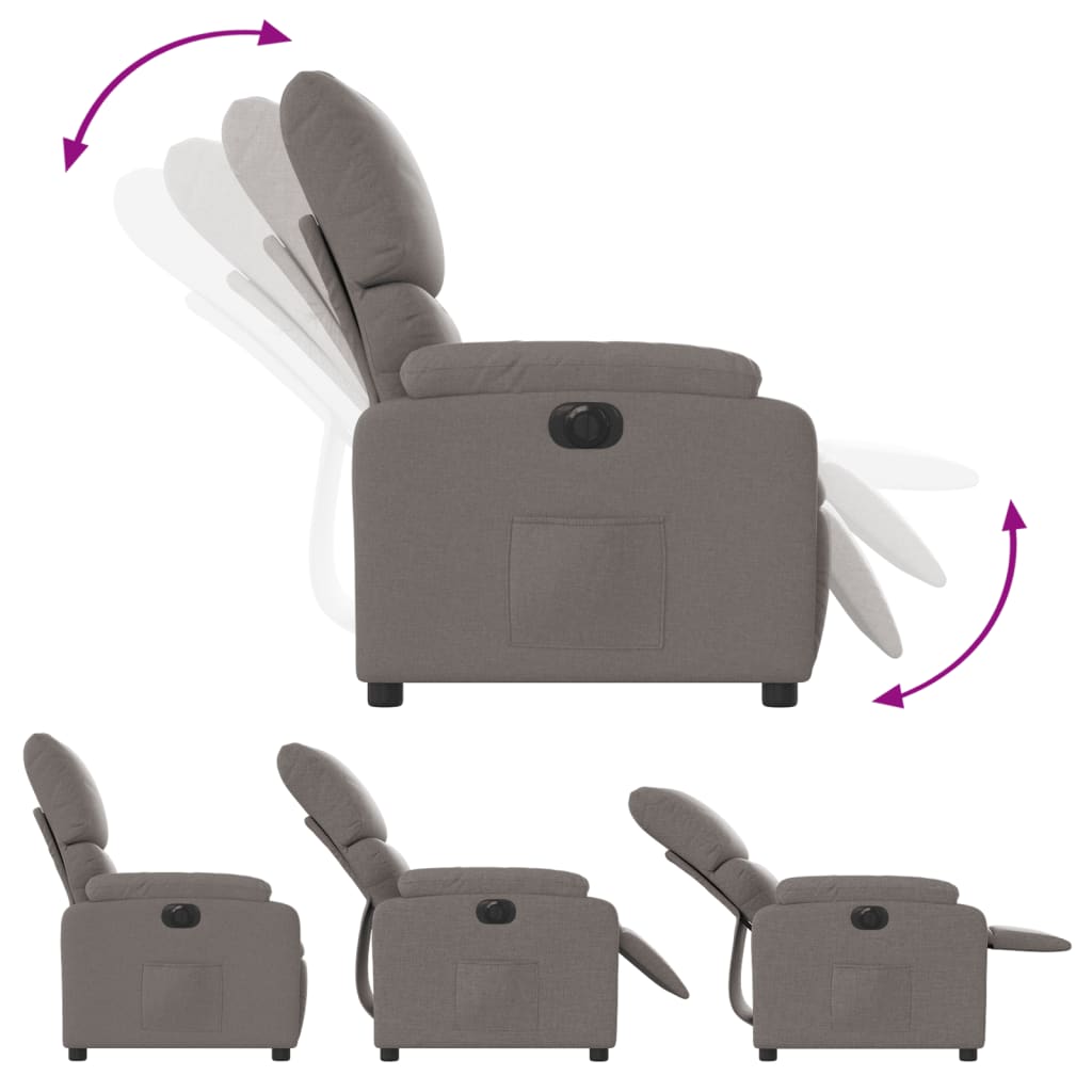 Electric recliner, taupe, fabric