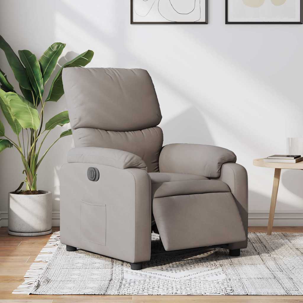 Electric recliner, taupe, fabric