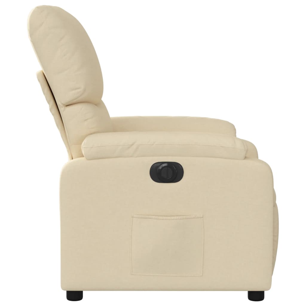 Electric reclining armchair, cream, fabric