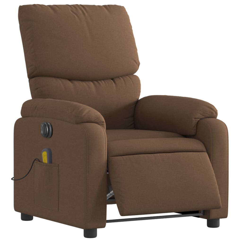 Electric Reclining Massage Chair, Brown, Fabric