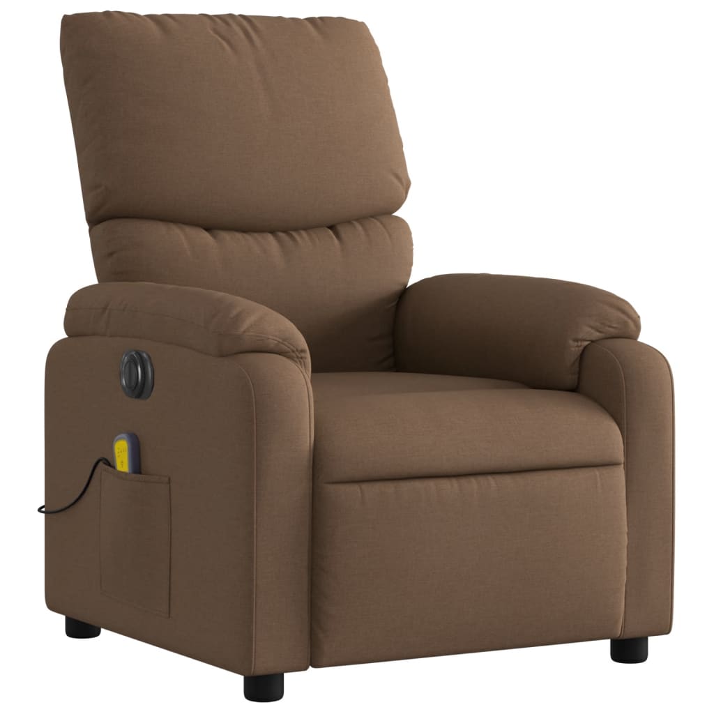 Electric Reclining Massage Chair, Brown, Fabric