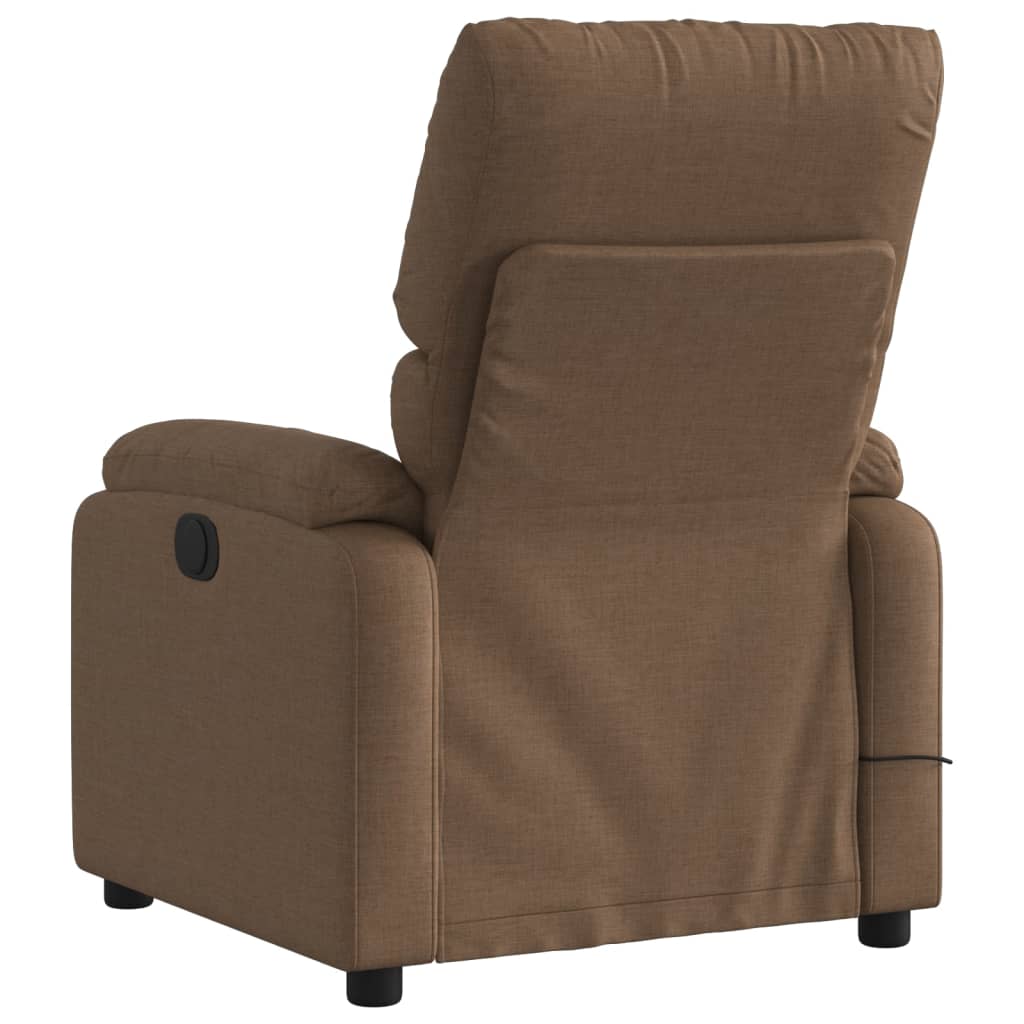 Electric Reclining Massage Chair, Brown, Fabric