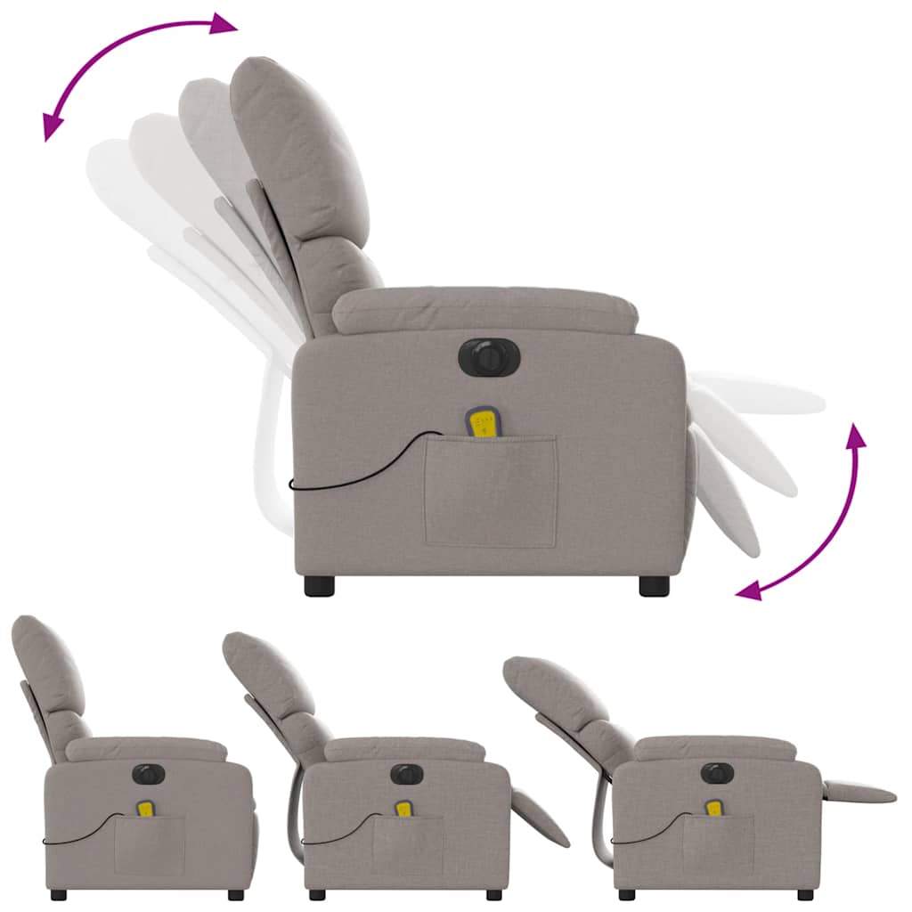 Elektrisks atgāžams masāžas krēsls, taupe krāsā, audums