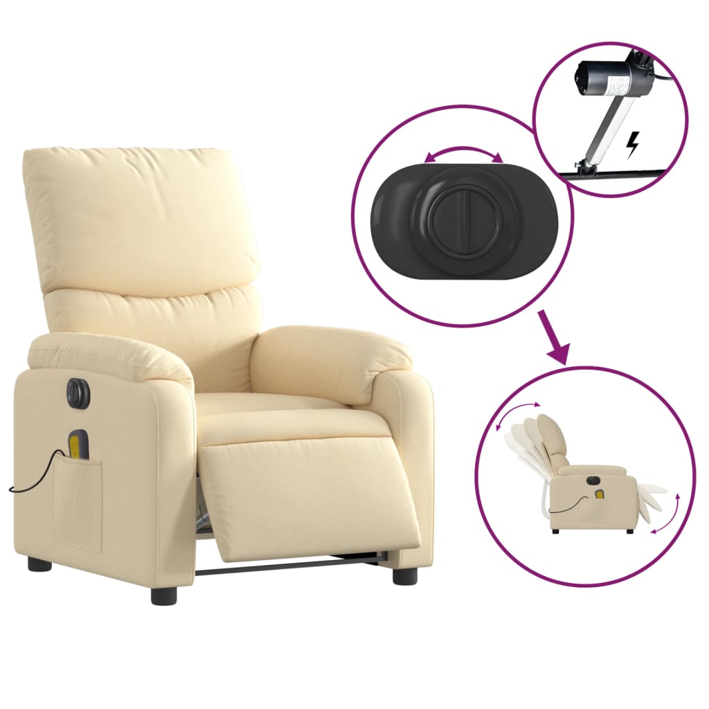 Electric reclining massage chair, cream, fabric