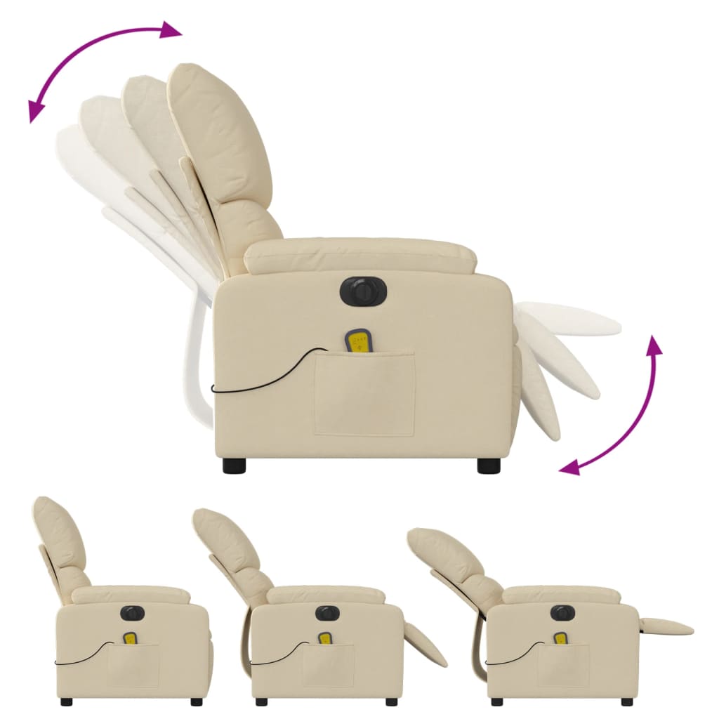 Electric reclining massage chair, cream, fabric