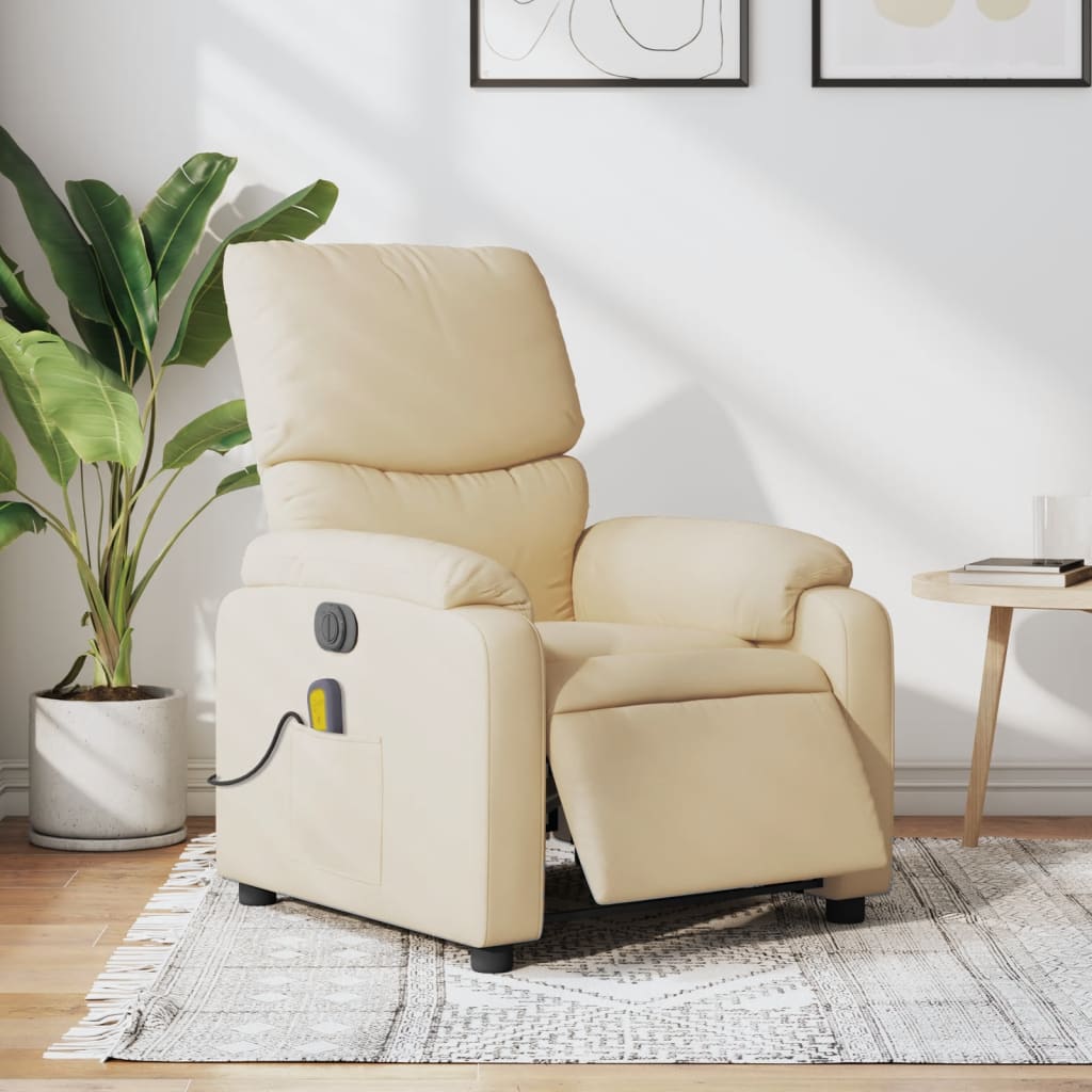 Electric reclining massage chair, cream, fabric